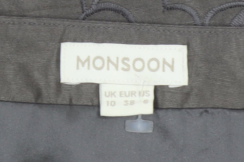 Monsoon Women Grey Floral Embroidered Pencil Skirt Size 10