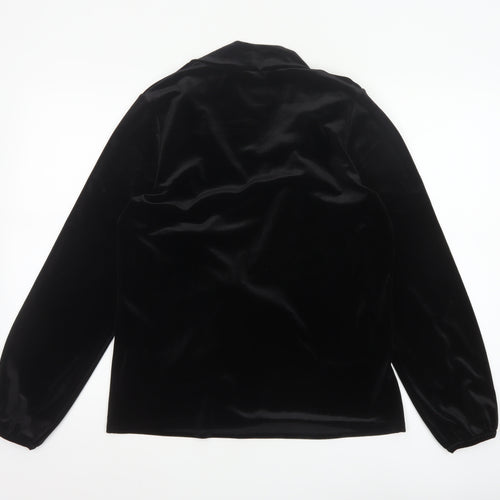 Boden Women Black Velvet Wrap Blouse UK 12 Long Sleeve