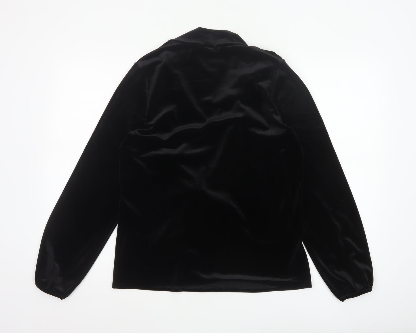 Boden Women Black Velvet Wrap Blouse UK 12 Long Sleeve