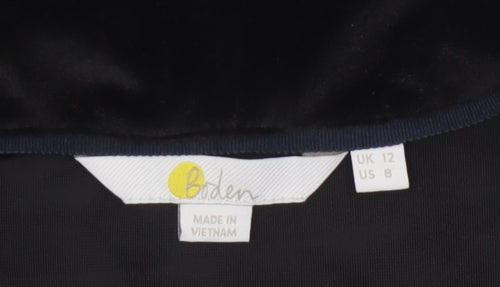 Boden Women Black Velvet Wrap Blouse UK 12 Long Sleeve