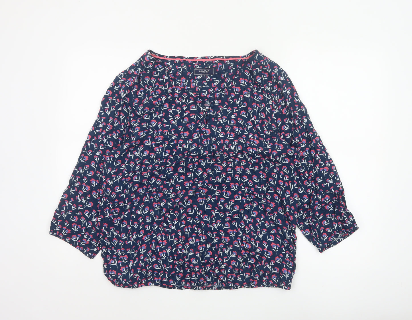 Maine New England Women's Blue Floral Viscose Blouse Size 18