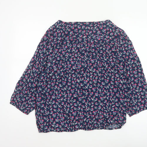 Maine New England Women's Blue Floral Viscose Blouse Size 18