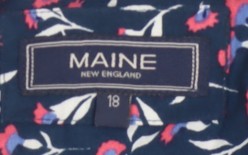 Maine New England Women's Blue Floral Viscose Blouse Size 18