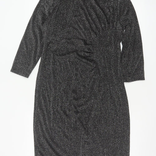 Next Maternity Black Sparkle Bodycon Knee Length Dress Size 10