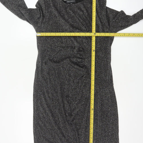 Next Maternity Black Sparkle Bodycon Knee Length Dress Size 10