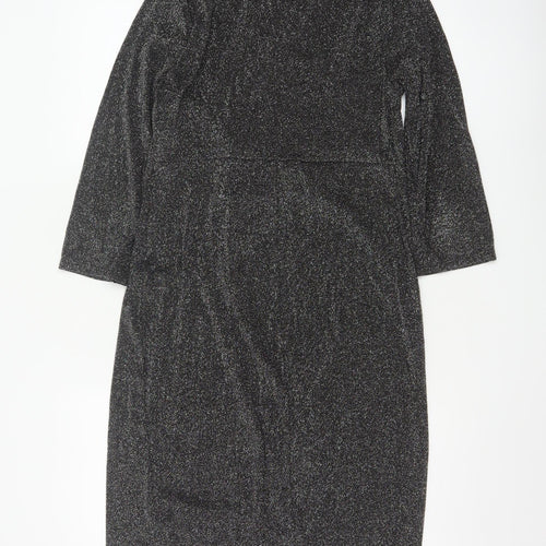 Next Maternity Black Sparkle Bodycon Knee Length Dress Size 10
