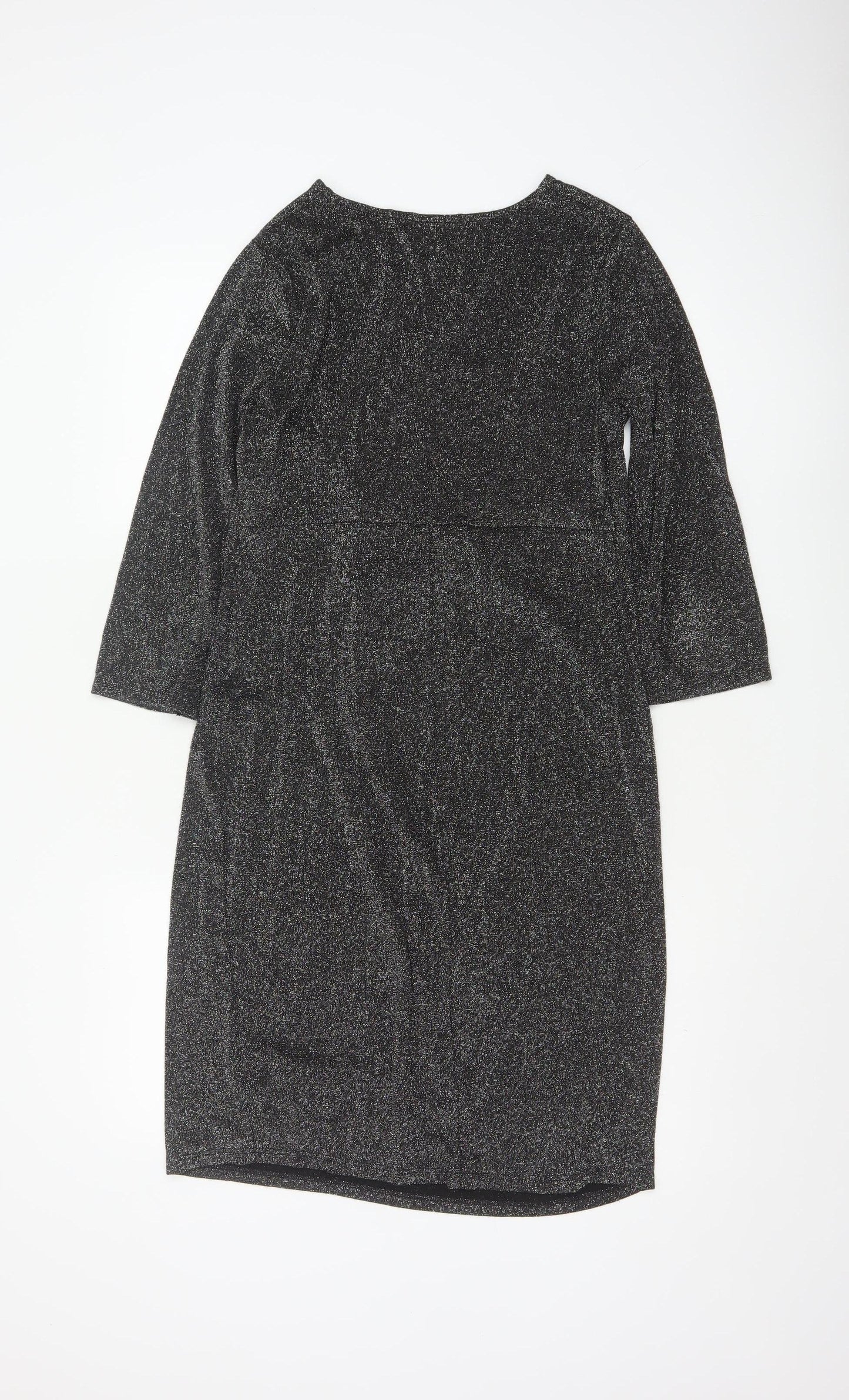 Next Maternity Black Sparkle Bodycon Knee Length Dress Size 10