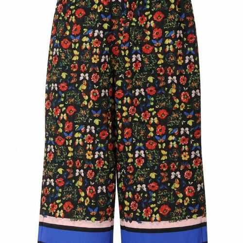 Oasis Womens Multicoloured Floral Wide-Leg Cropped Trousers L