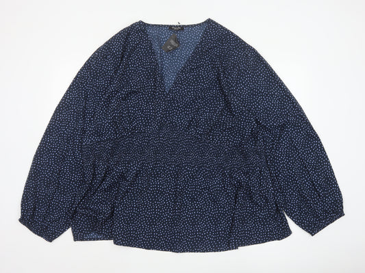 Simply Be Women's Blue Polka Dot Tunic Blouse Size 32