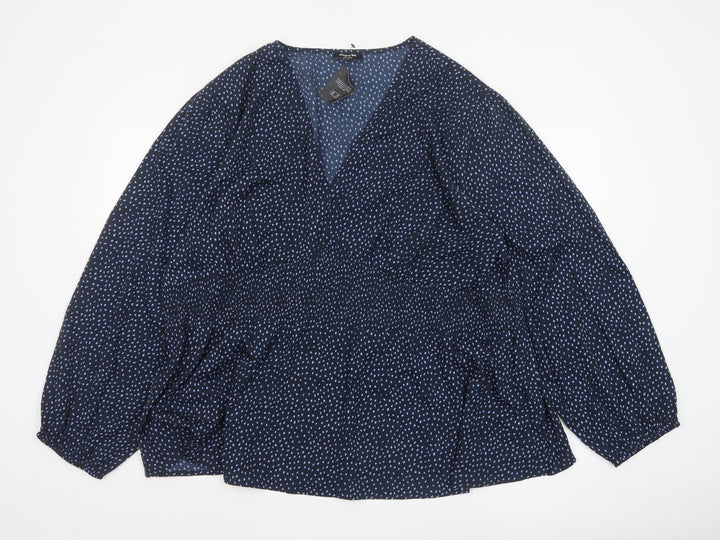 Simply Be Women's Blue Polka Dot Tunic Blouse Size 32