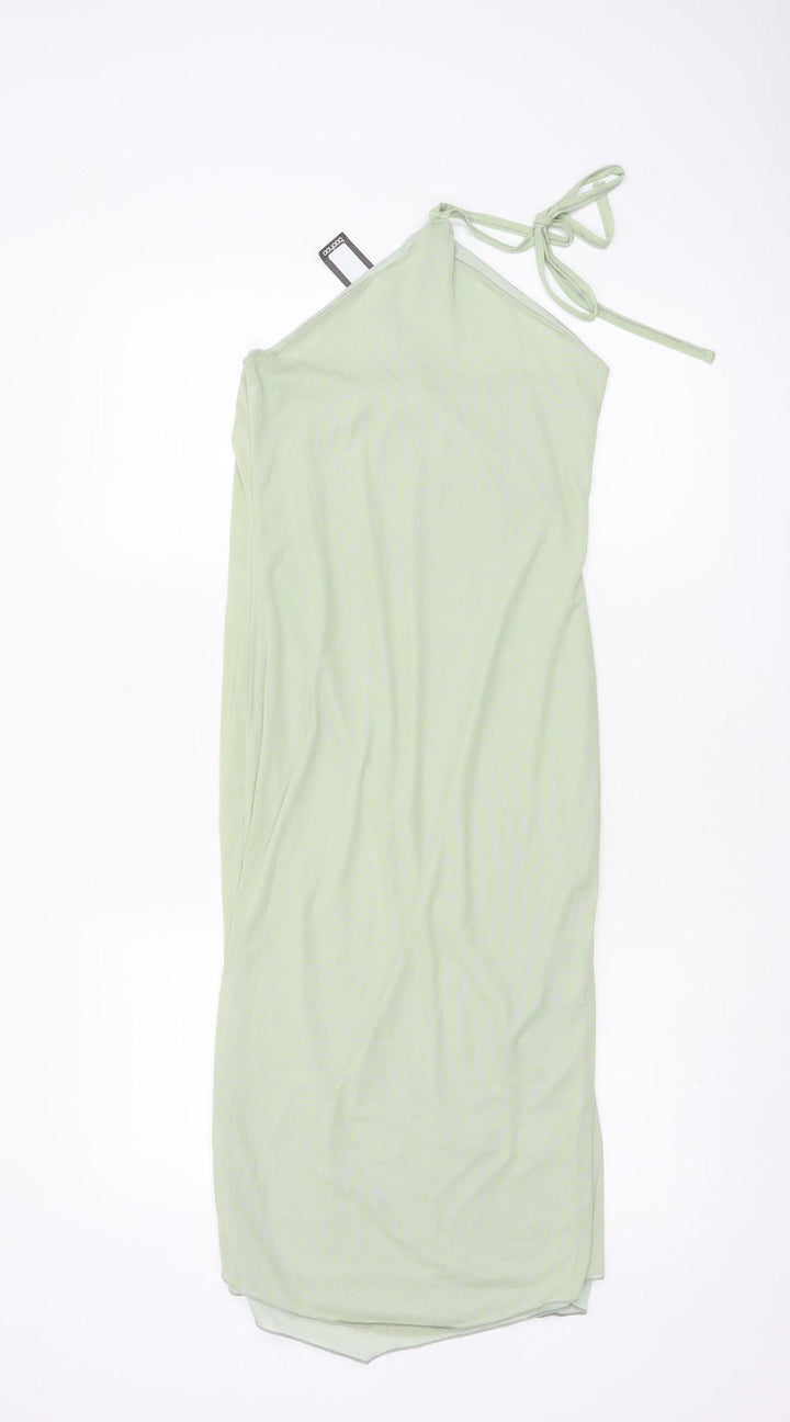 Boohoo Women’s Green Halter Neck Bodycon Midi Dress Size 12