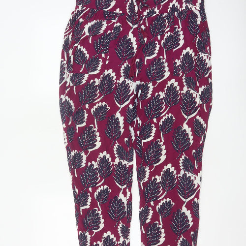 White Stuff Womens Red Floral Cropped Viscose Trousers Size 12