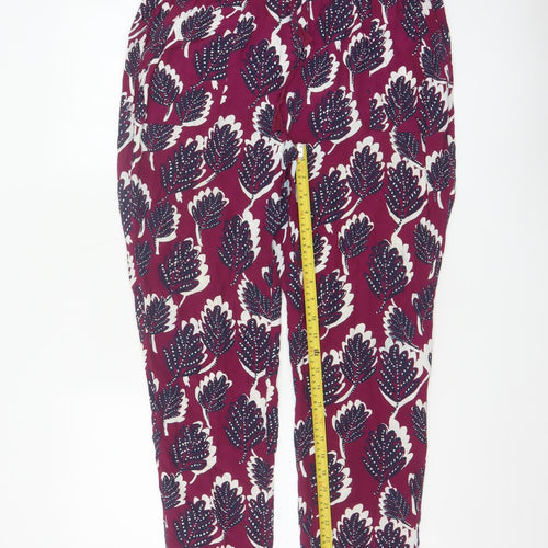 White Stuff Womens Red Floral Cropped Viscose Trousers Size 12
