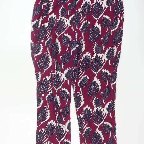 White Stuff Womens Red Floral Cropped Viscose Trousers Size 12