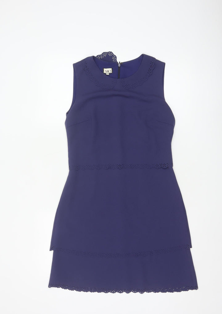 NW3 Women's Blue Sleeveless Short Shift Dress Size 8