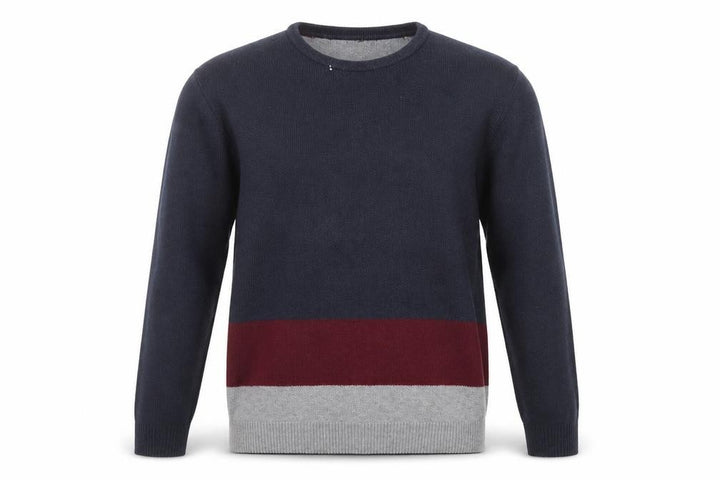 Tommy Hilfiger Men's Blue Colourblock Cotton Wool Pullover Jumper L