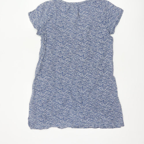 Mistral Women Blue Linen Blend Short Sleeve Shift Dress Size 10
