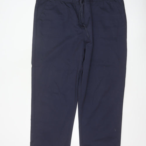Cotton Traders Women's Blue Chino Trousers Size 22 Drawstring Waist