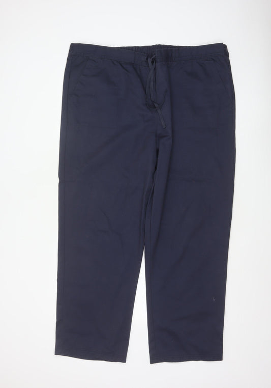Cotton Traders Women's Blue Chino Trousers Size 22 Drawstring Waist