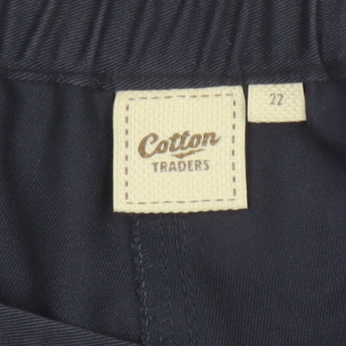 Cotton Traders Women's Blue Chino Trousers Size 22 Drawstring Waist