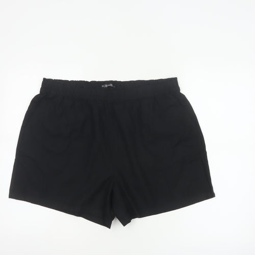 Dunnes Women Black L Lightweight Linen Blend Pull On Casual Shorts