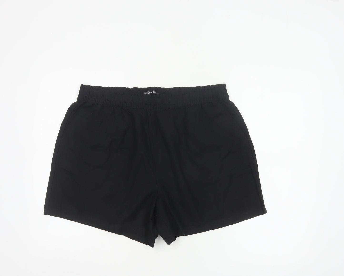 Dunnes Women Black L Lightweight Linen Blend Pull On Casual Shorts