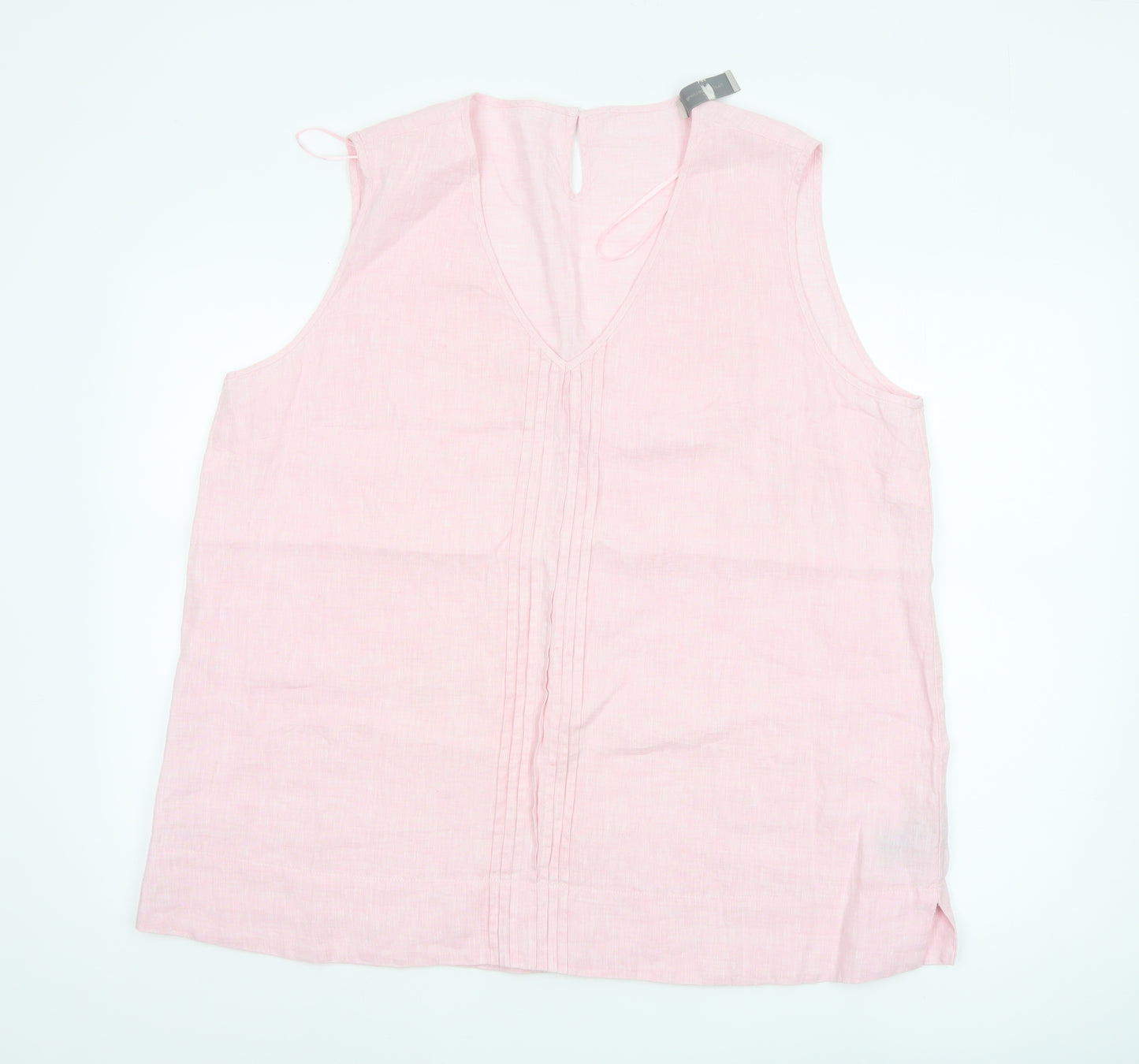 Paul Costelloe Living Studio Women's Pink Linen Sleeveless Tunic Blouse XL