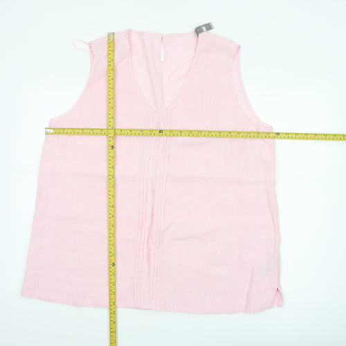 Paul Costelloe Living Studio Women's Pink Linen Sleeveless Tunic Blouse XL