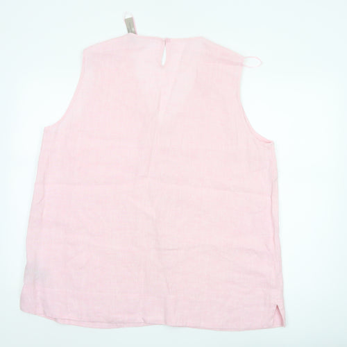 Paul Costelloe Living Studio Women's Pink Linen Sleeveless Tunic Blouse XL
