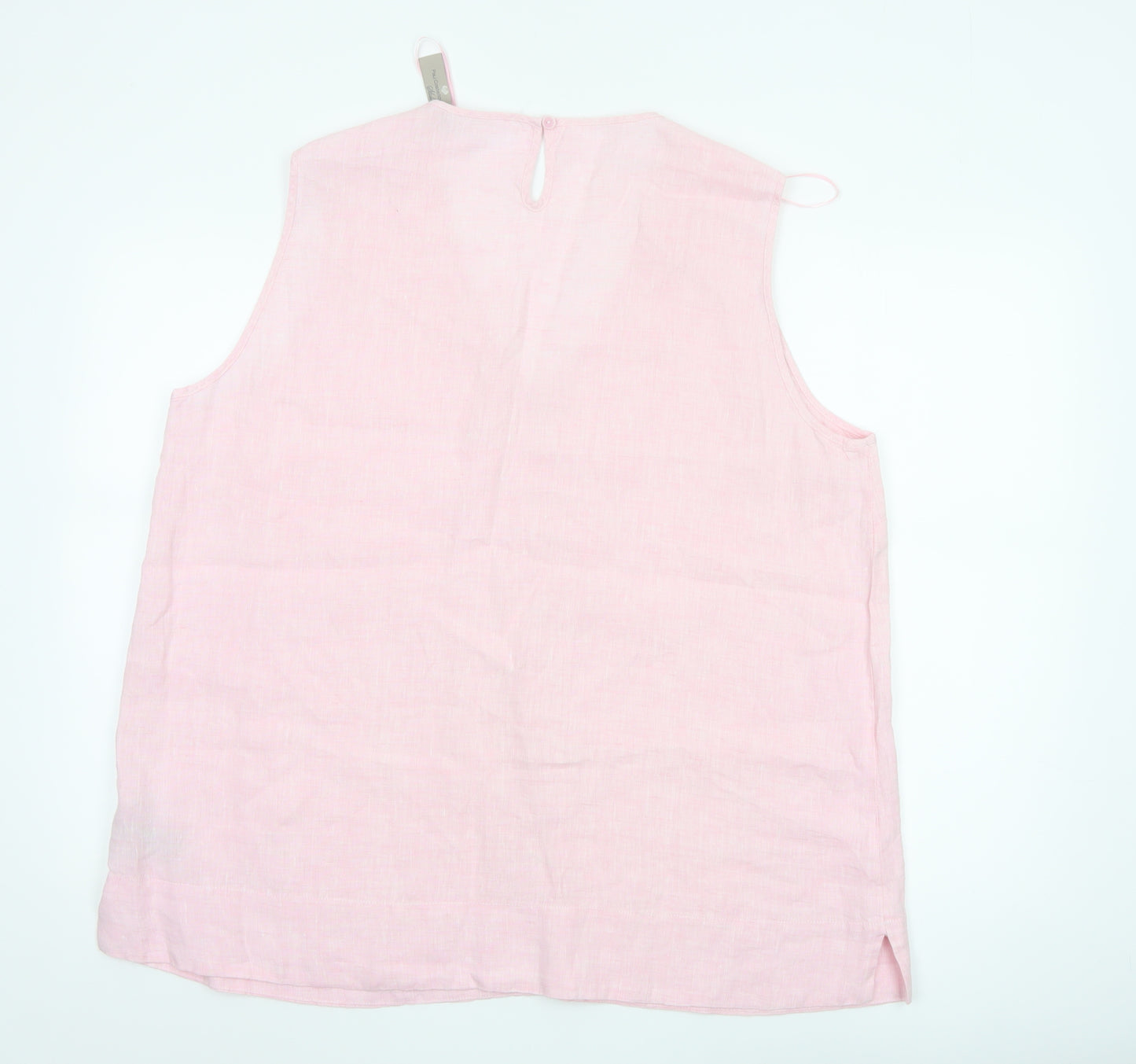 Paul Costelloe Living Studio Women's Pink Linen Sleeveless Tunic Blouse XL