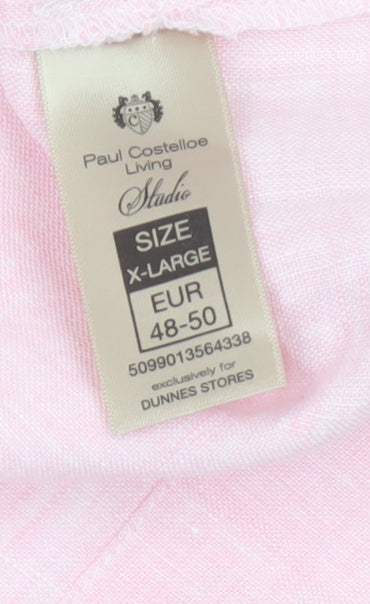 Paul Costelloe Living Studio Women's Pink Linen Sleeveless Tunic Blouse XL