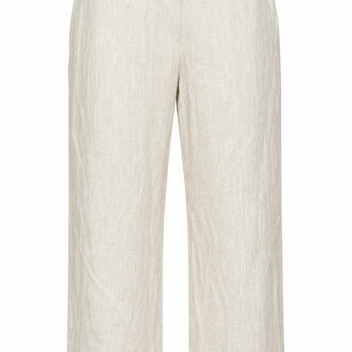 Marks and Spencer Womens Beige Linen Blend Trousers Size 18 Tall