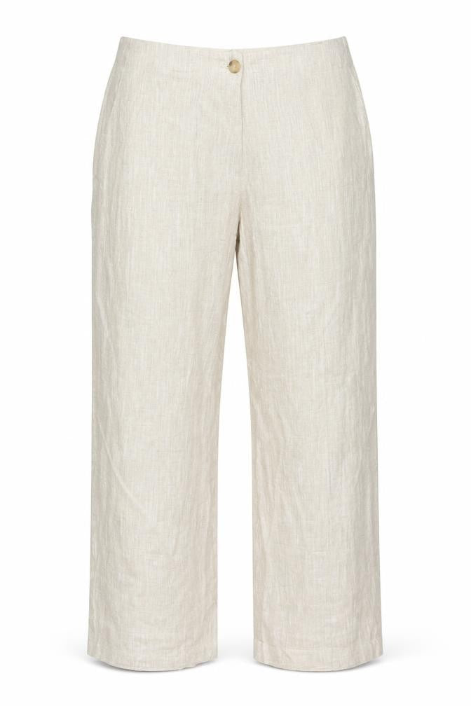 Marks and Spencer Womens Beige Linen Blend Trousers Size 18 Tall