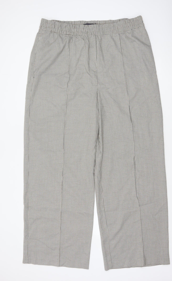 Marks and Spencer Women's Grey Check Trousers Size 20L Elastic Waist