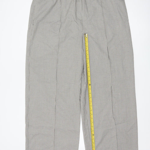 Marks and Spencer Women's Grey Check Trousers Size 20L Elastic Waist