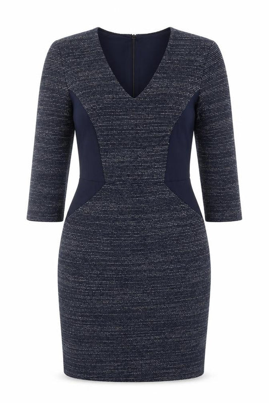 Front view of Phase Eight Women's Blue Knee Length Bodycon Dress, size 12