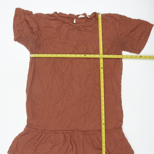 FatFace Women Brown Polka Dot Knee Length Shift Dress Size 14