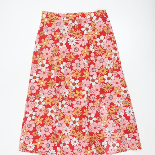 French Connection Women’s Red Floral A-Line Midi Skirt Size 14