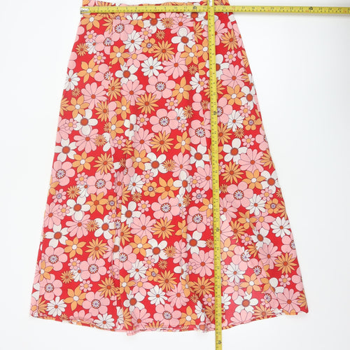 French Connection Women’s Red Floral A-Line Midi Skirt Size 14