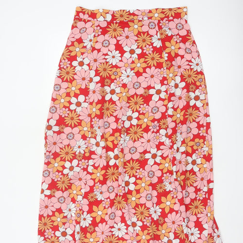 French Connection Women’s Red Floral A-Line Midi Skirt Size 14