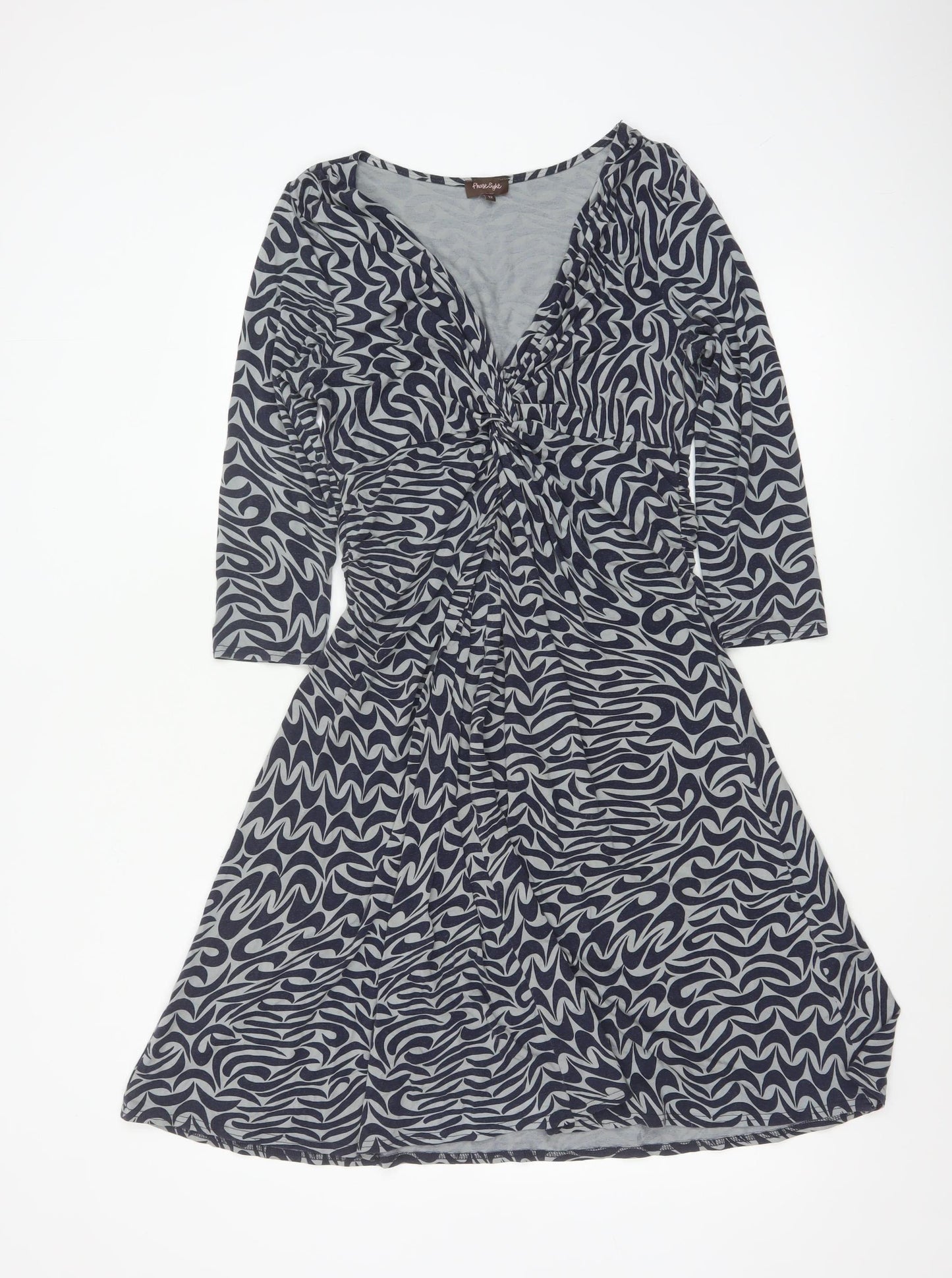 Phase Eight Women Blue Geometric Jersey A-Line Dress Size 12