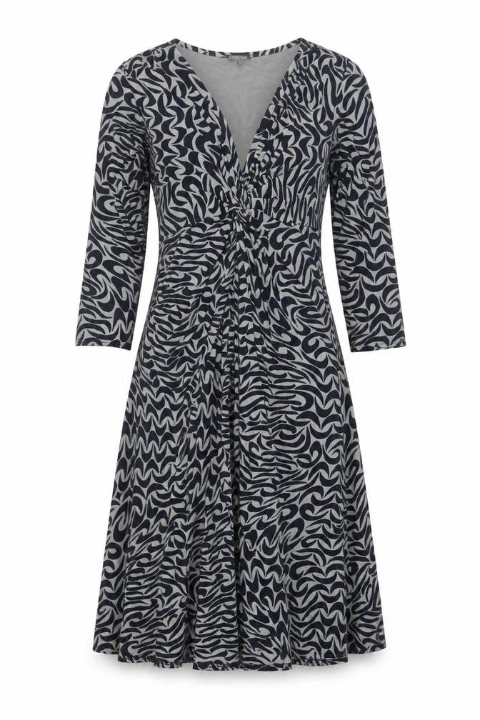Phase Eight Women Blue Geometric Jersey A-Line Dress Size 12