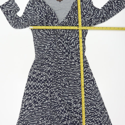 Phase Eight Women Blue Geometric Jersey A-Line Dress Size 12