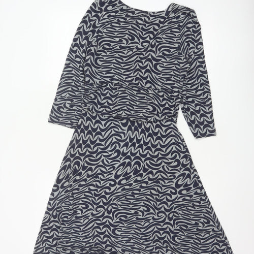 Phase Eight Women Blue Geometric Jersey A-Line Dress Size 12