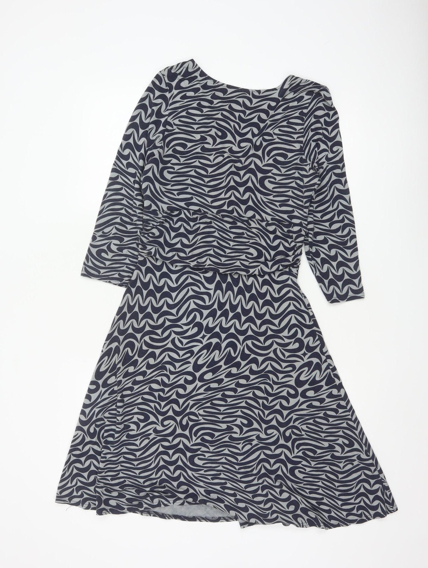 Phase Eight Women Blue Geometric Jersey A-Line Dress Size 12