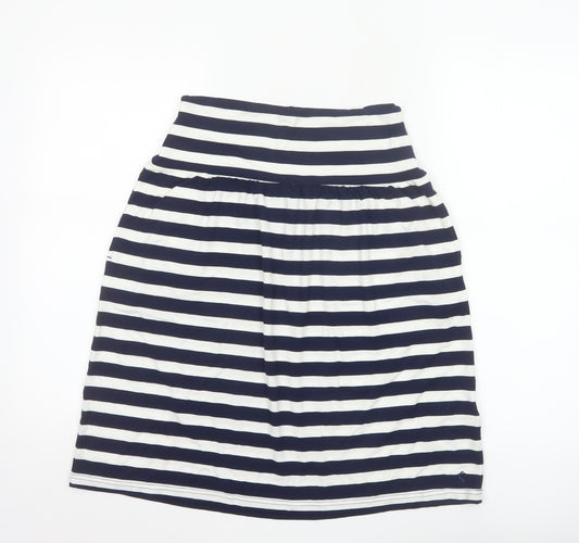 Joules Women’s Blue White Striped A-Line Jersey Skirt Size 8