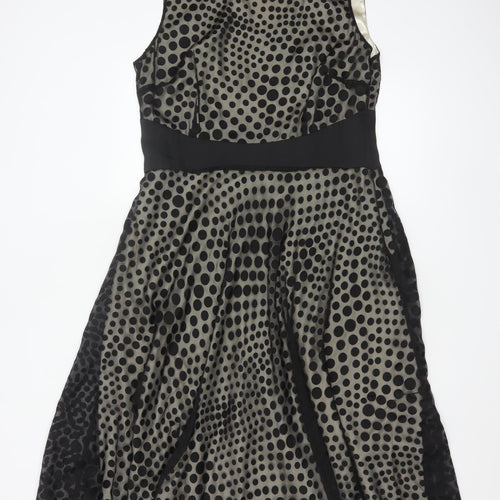Jacques Vert Women’s Black Polka Dot Fit & Flare Dress Size 14