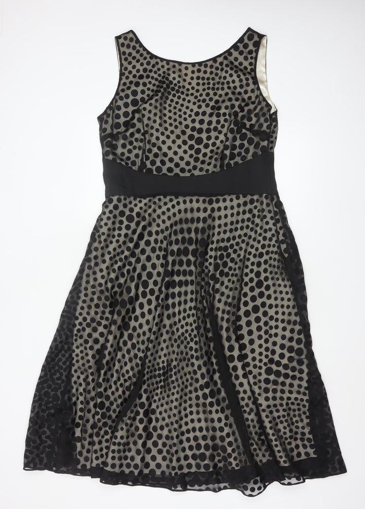Jacques Vert Women’s Black Polka Dot Fit & Flare Dress Size 14