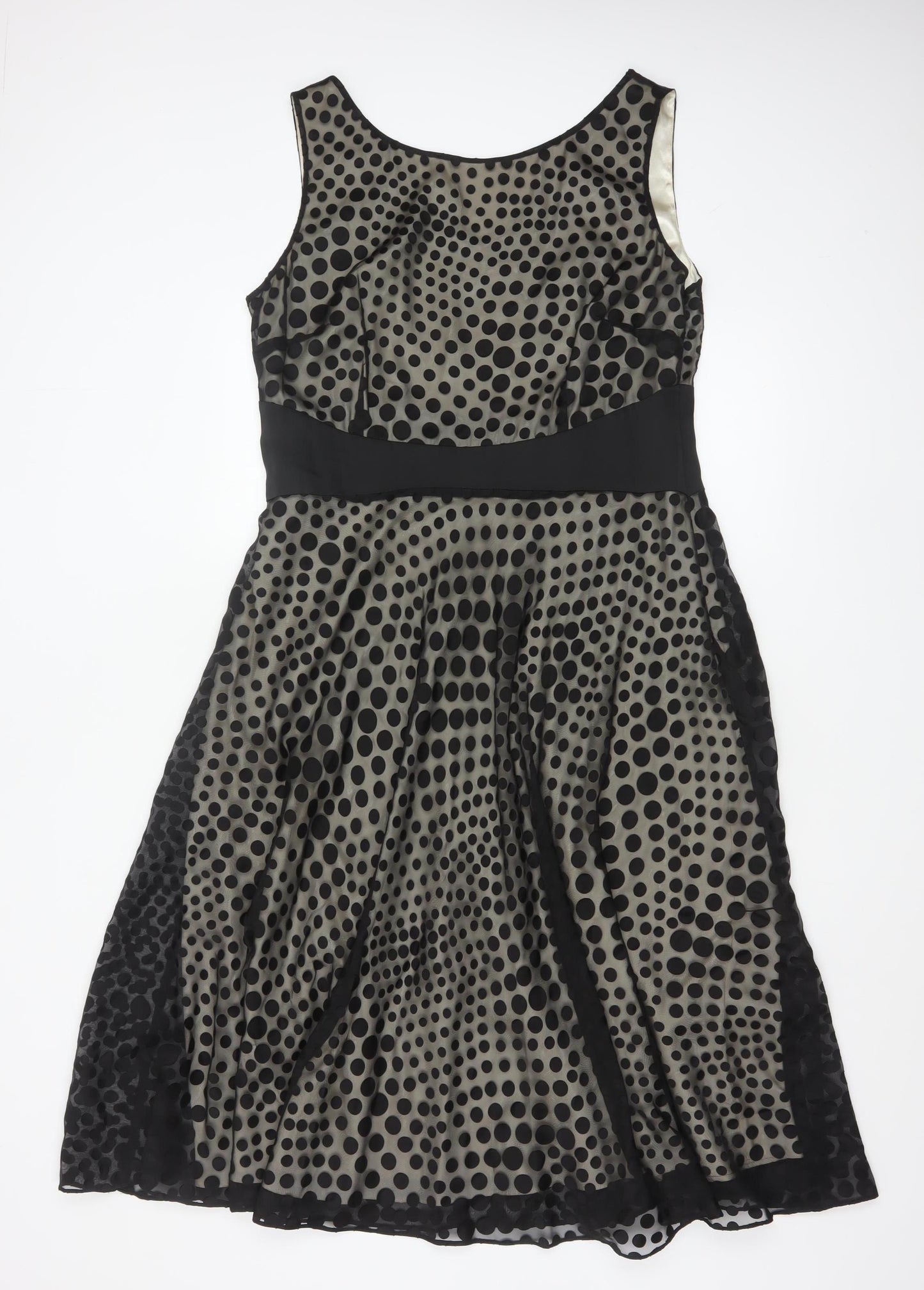 Jacques Vert Women’s Black Polka Dot Fit & Flare Dress Size 14