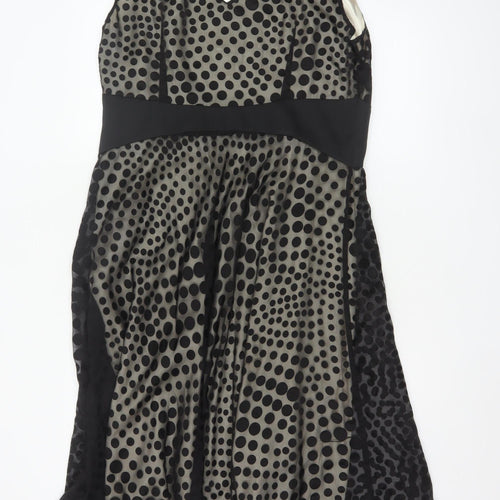 Jacques Vert Women’s Black Polka Dot Fit & Flare Dress Size 14